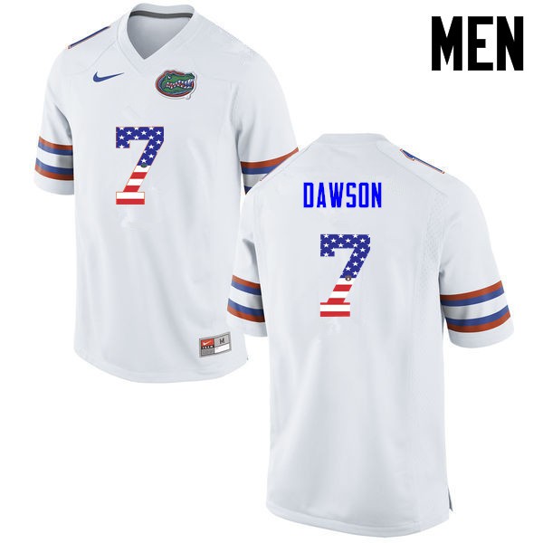 Florida Gators Men #7 Duke Dawson College Football USA Flag Fashion White